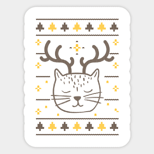 Funny Christmas Cat Design Sticker